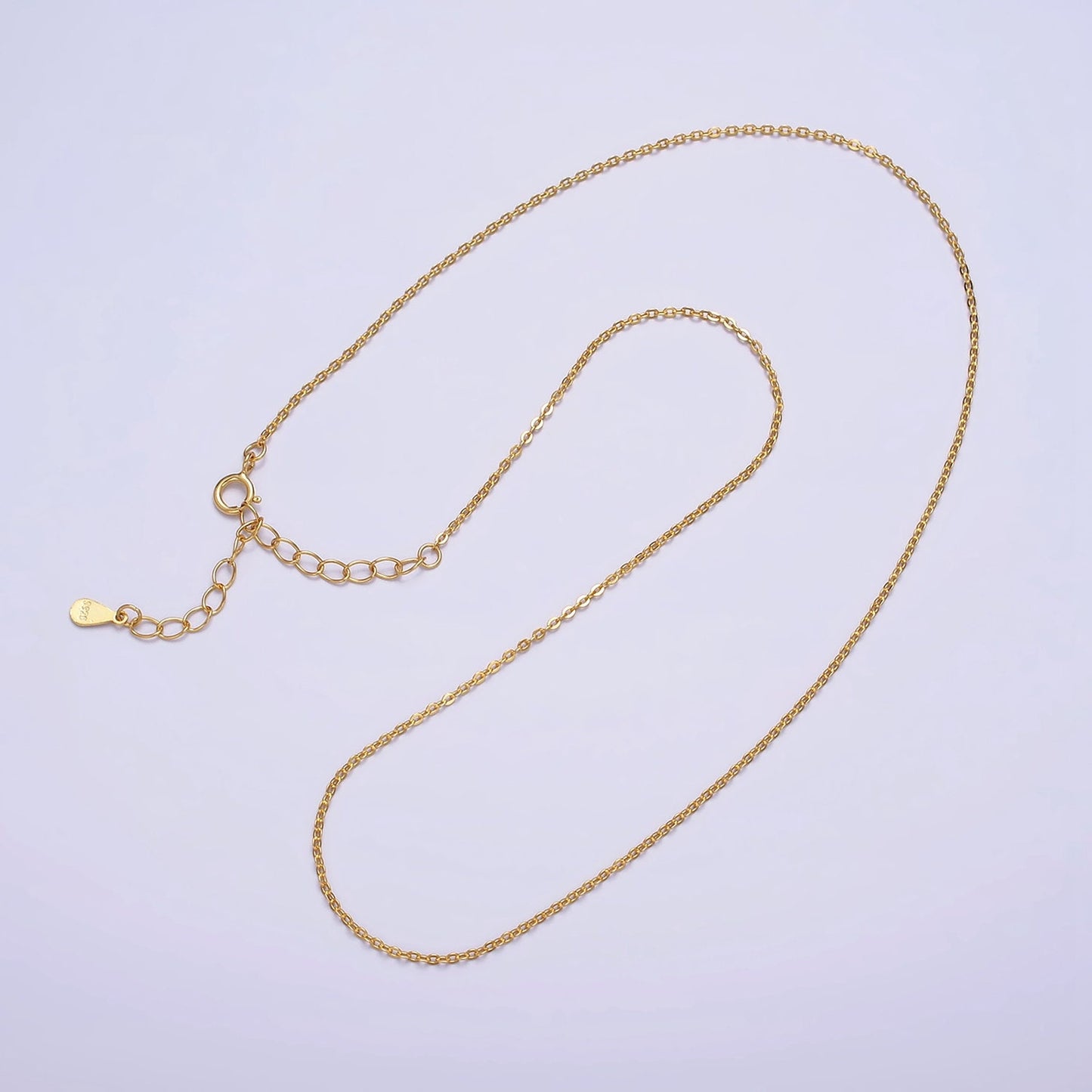 Dainty 24K Gold Vermeil Cable Chain Necklace 925 Sterling Silver Necklace Chain 15 Inch w/ 2 inch extender | WA1979