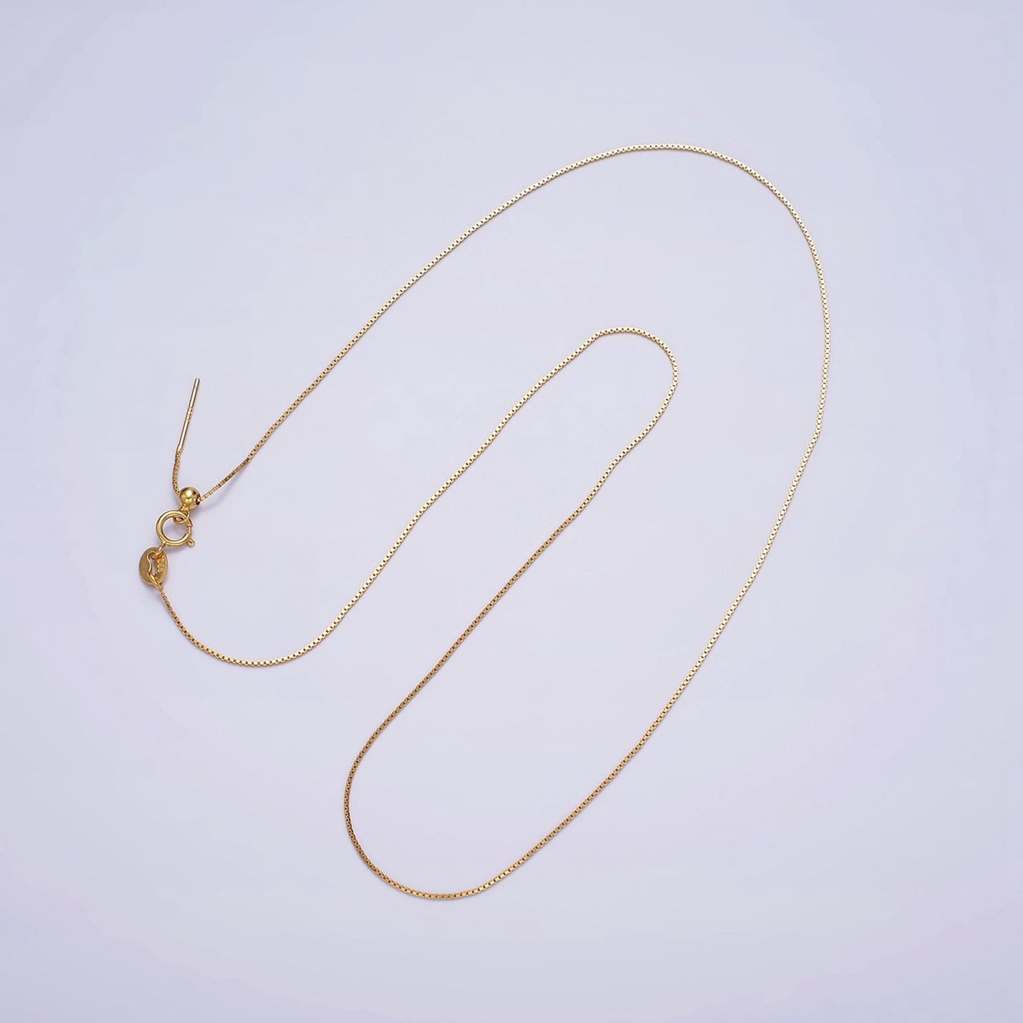 Dainty 24K Gold Vermeil Box Chain Necklace 925 Sterling Silver Necklace Chain w/ Heavy 24K Gold Plated 18 inch | WA1960