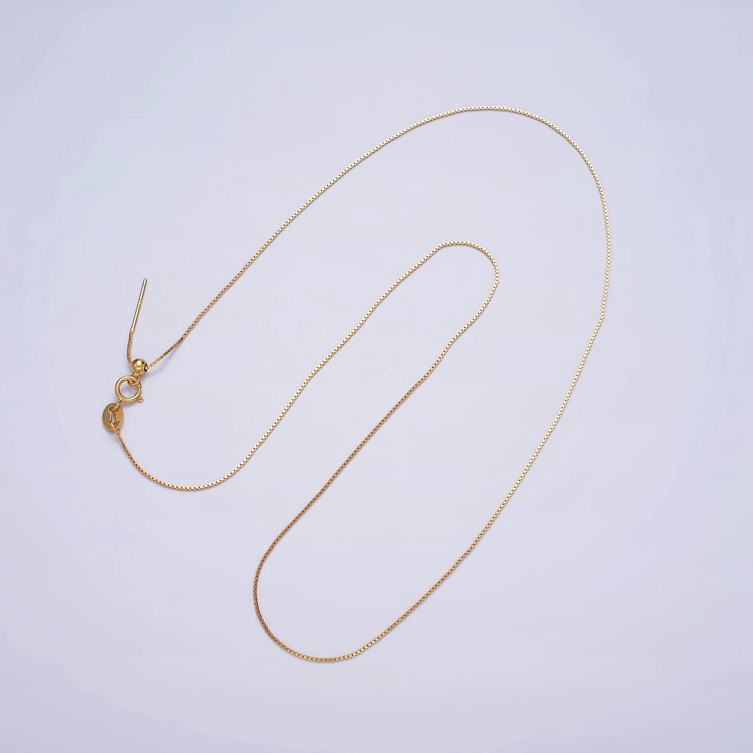 Dainty 24K Gold Vermeil Box Chain Necklace 925 Sterling Silver Necklace Chain w/ Heavy 24K Gold Plated 18 inch | WA1960