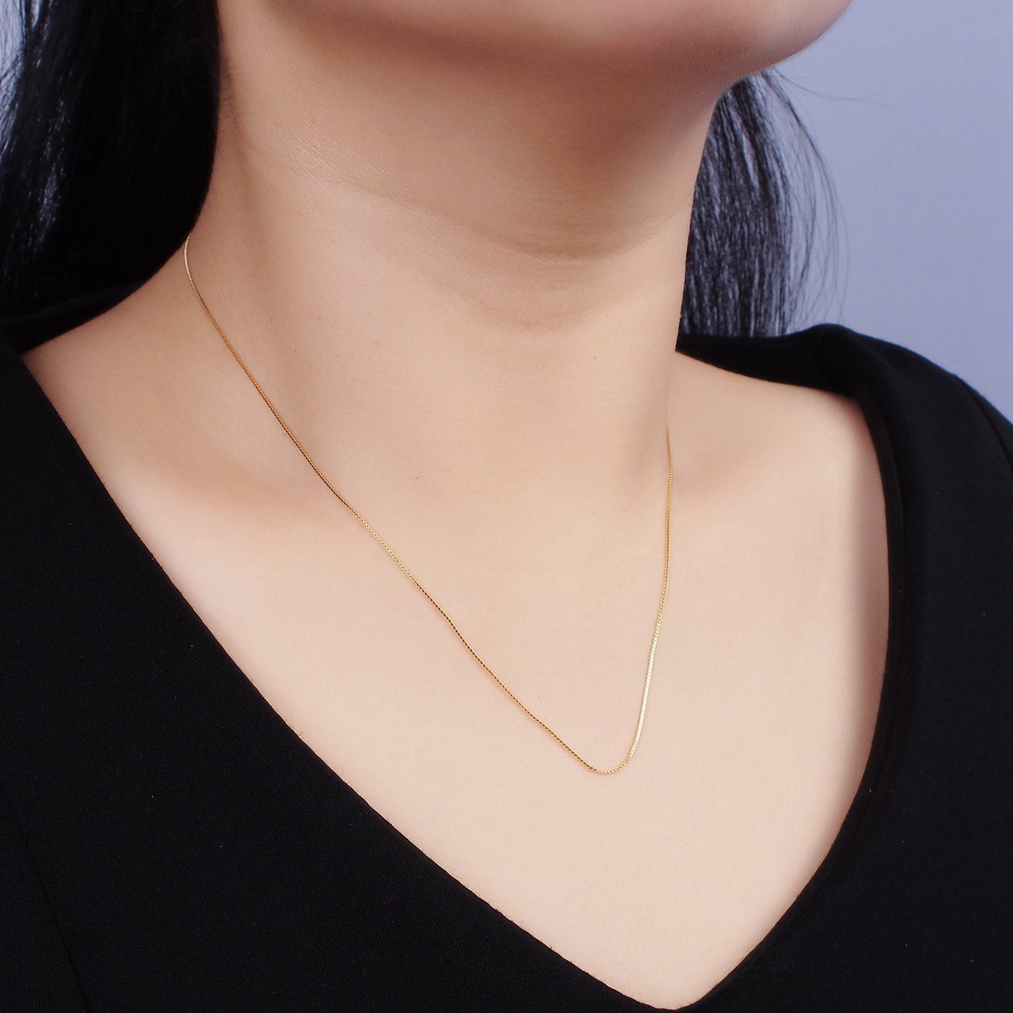 Dainty 24K Gold Vermeil Box Chain Necklace 925 Sterling Silver Necklace Chain w/ Heavy 24K Gold Plated 18 inch | WA1960