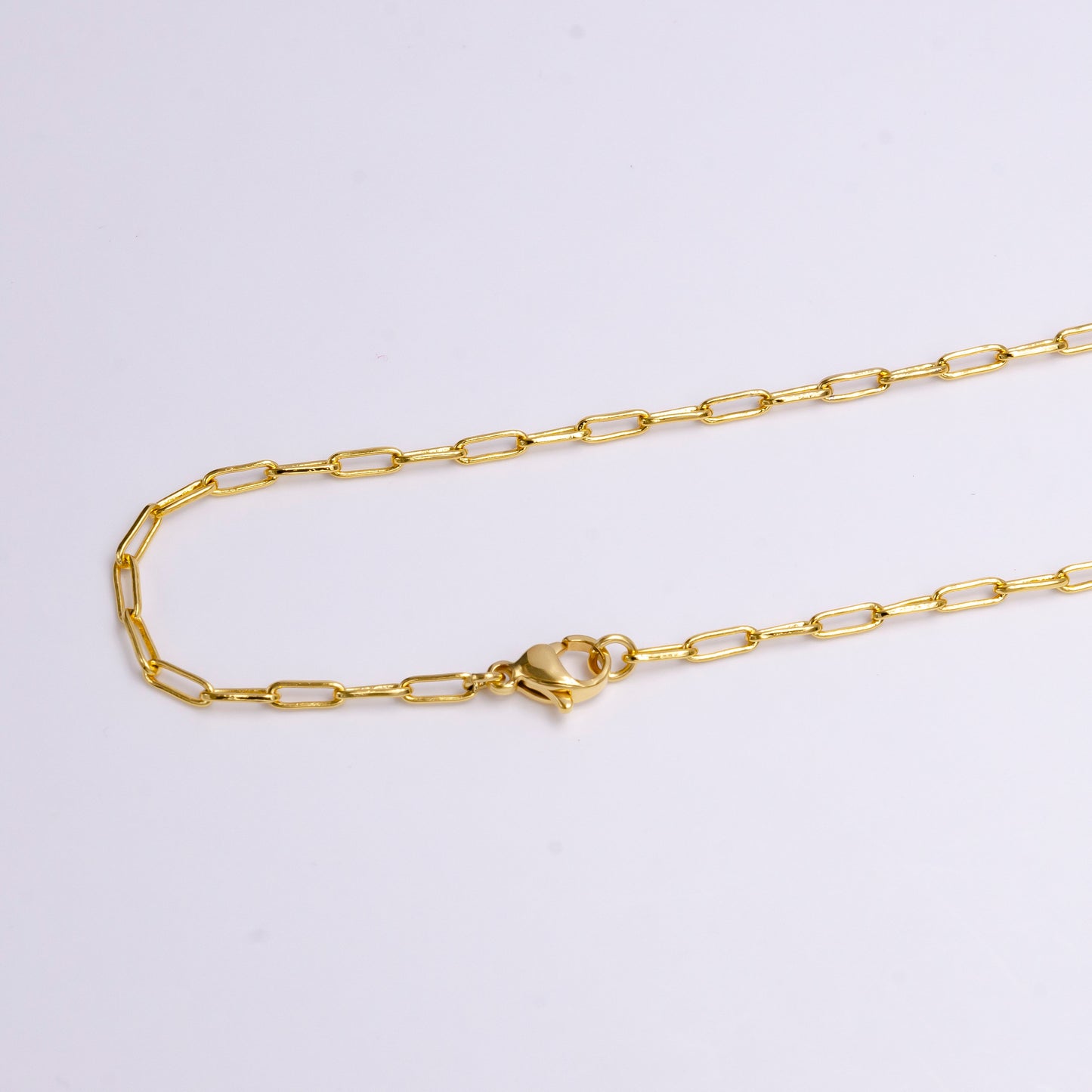 24K Gold Filled 2mm Paper Clip 17.75 Inch Layering Chain Necklace | WA1907