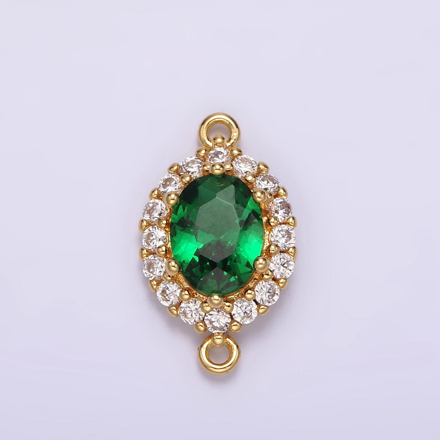 Green Oval Charm Connector Micro Pave Cubic CZ Link Connector for Necklace Bracelet jewelry supplies G820