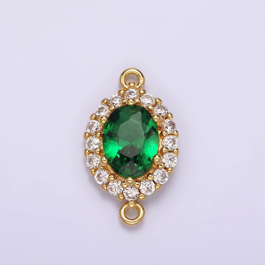 Green Oval Charm Connector Micro Pave Cubic CZ Link Connector for Necklace Bracelet jewelry supplies G820