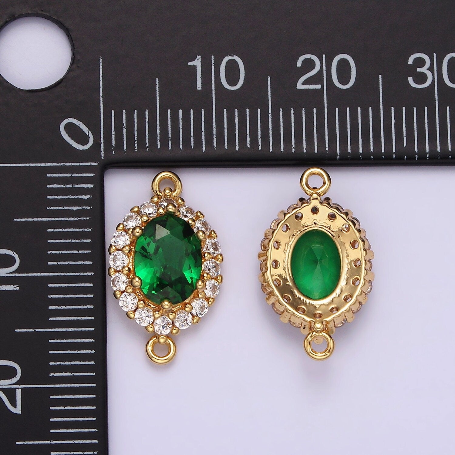 Green Oval Charm Connector Micro Pave Cubic CZ Link Connector for Necklace Bracelet jewelry supplies G820