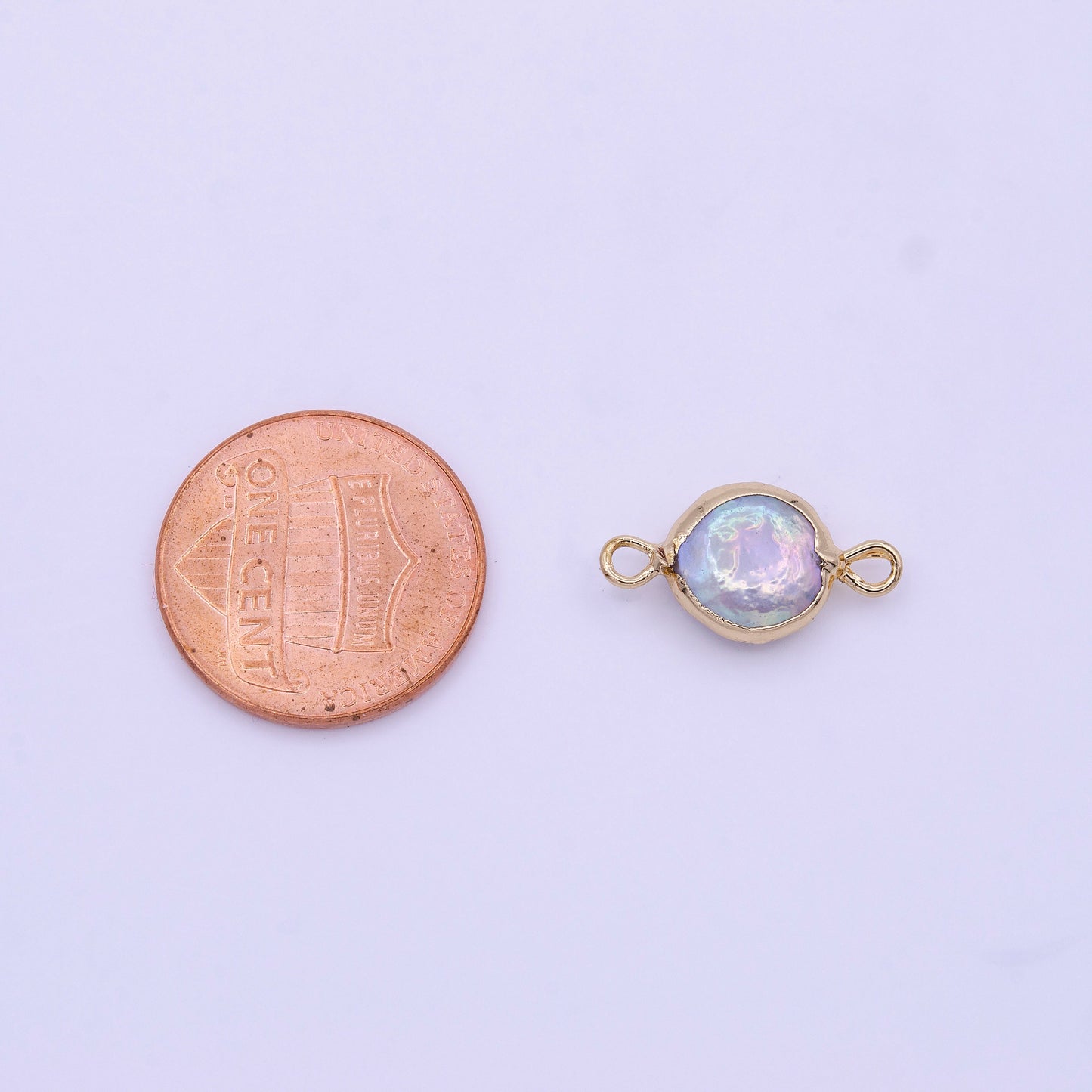 1x Freeform Baroque Drop Pearl Charm Connector Double Bail Gold Plated Edge Bracelet Necklace Earring Jewelry Making P1845