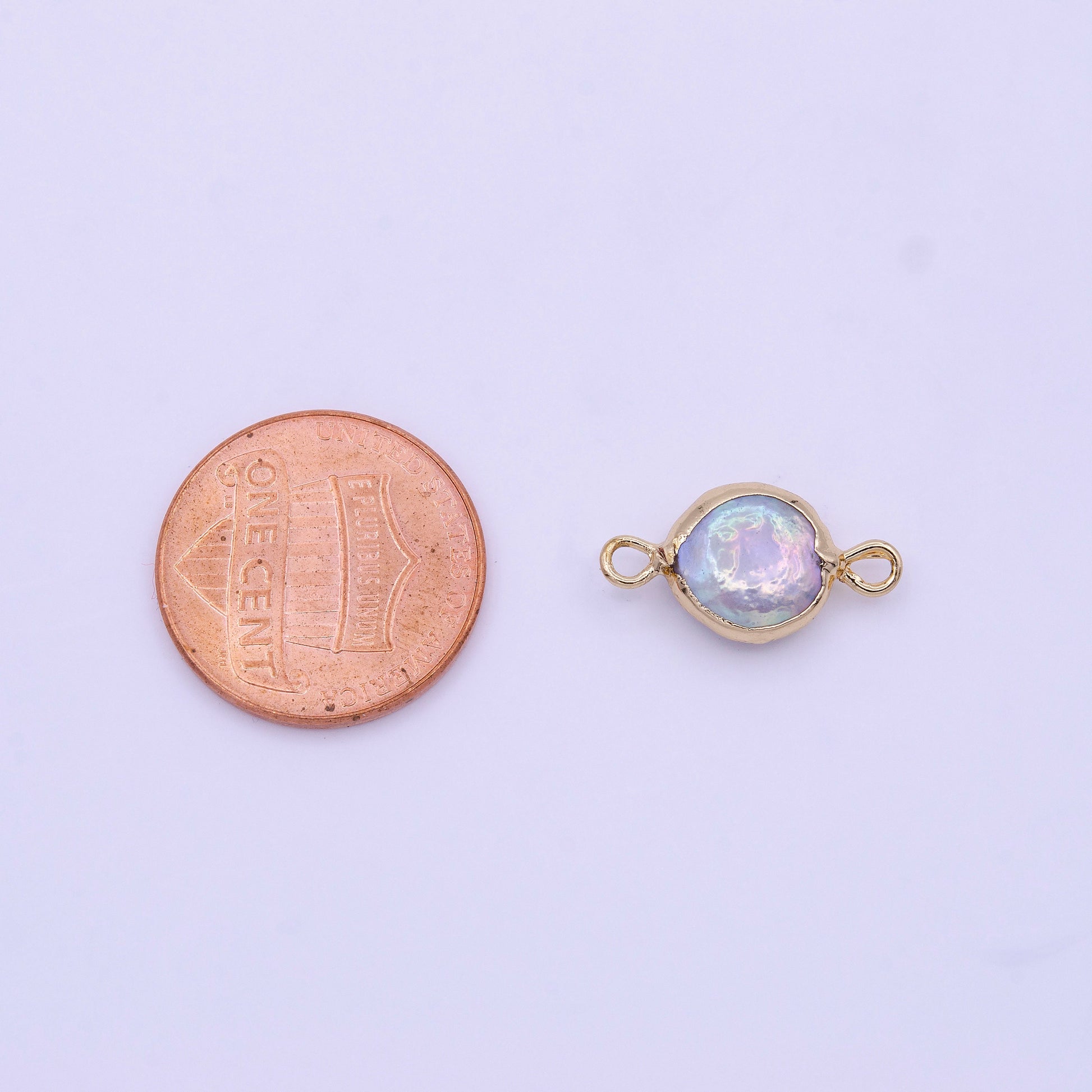 1x Freeform Baroque Drop Pearl Charm Connector Double Bail Gold Plated Edge Bracelet Necklace Earring Jewelry Making P1845