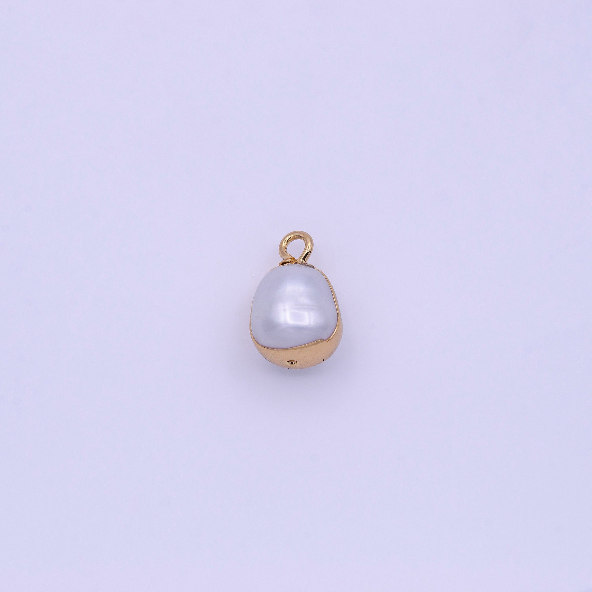 1x Mini White Freshwater Pearl Teardrop Gold Coated Add-On Charm | P-1851
