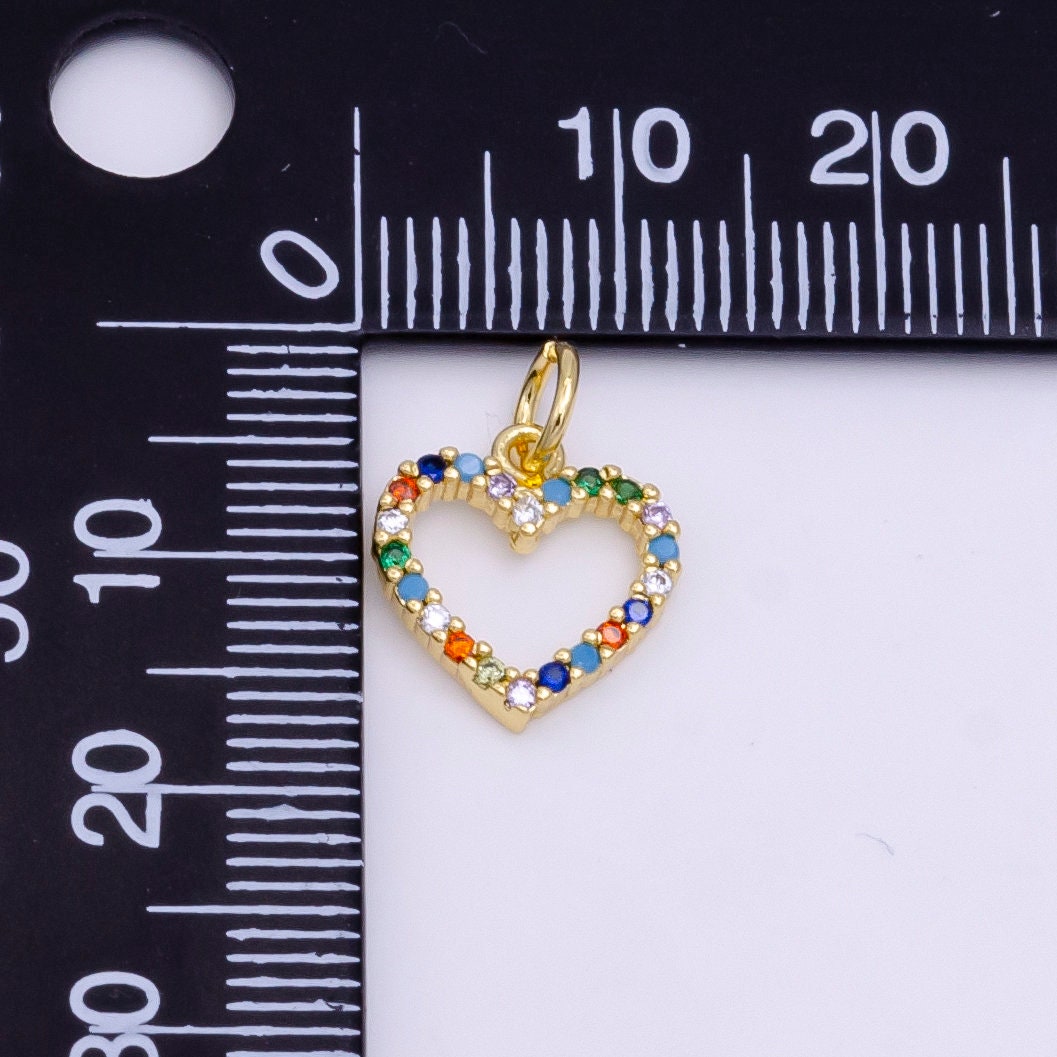 Tiny Heart Charm Cubic Love Pendant Gold Plated for Earring Bracelet Necklace Component c043