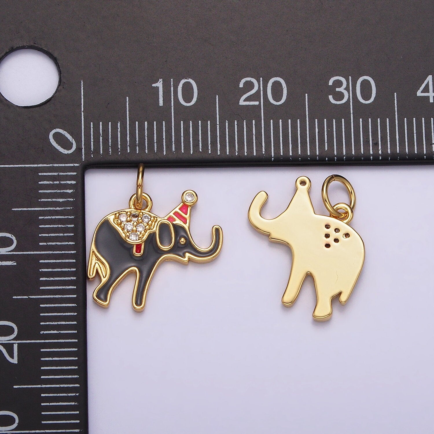 14K Gold Filled Black Circus Elephant Micro Paved CZ Charm Kids Jewelry for bracelet Necklace Earring Component | AG524
