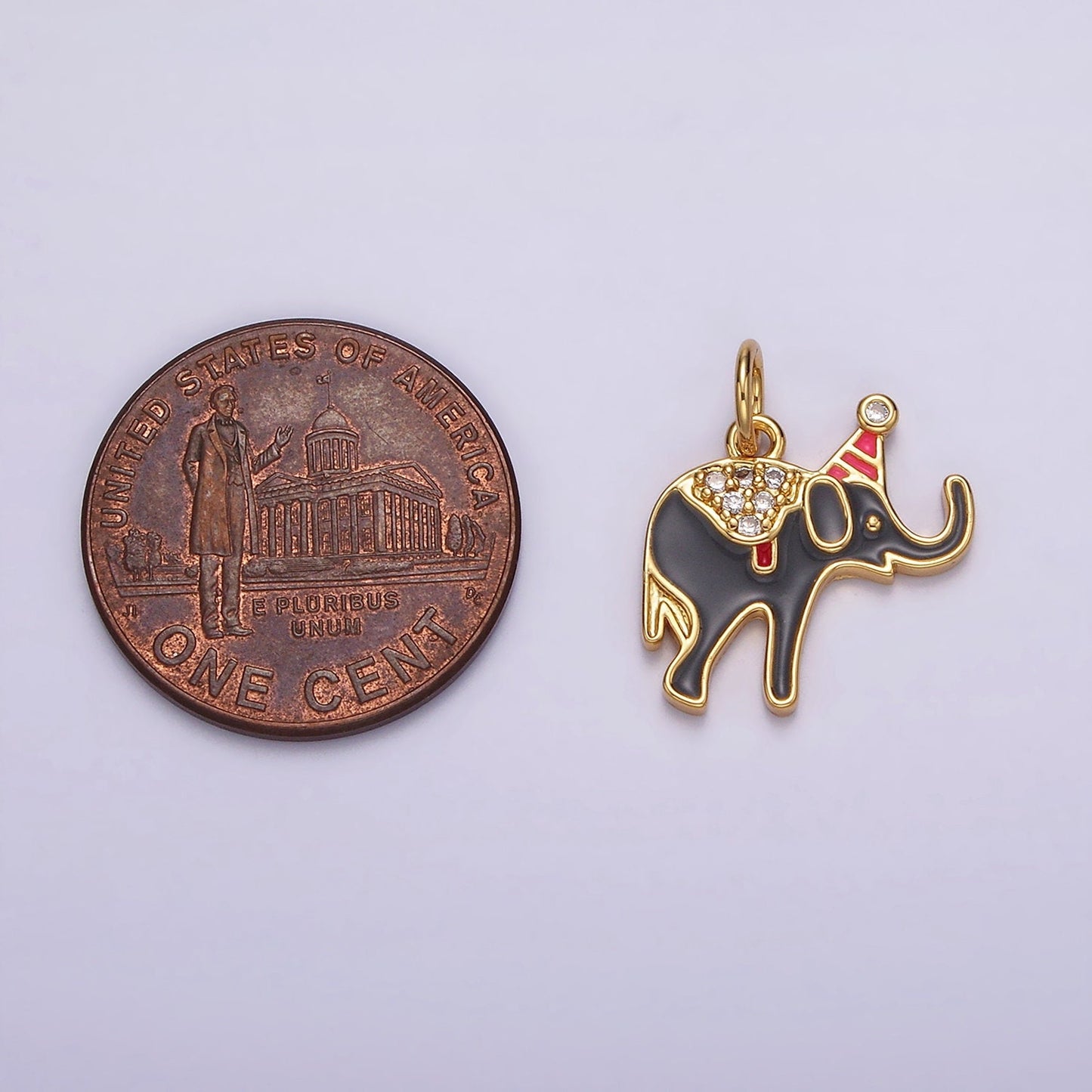 14K Gold Filled Black Circus Elephant Micro Paved CZ Charm Kids Jewelry for bracelet Necklace Earring Component | AG524