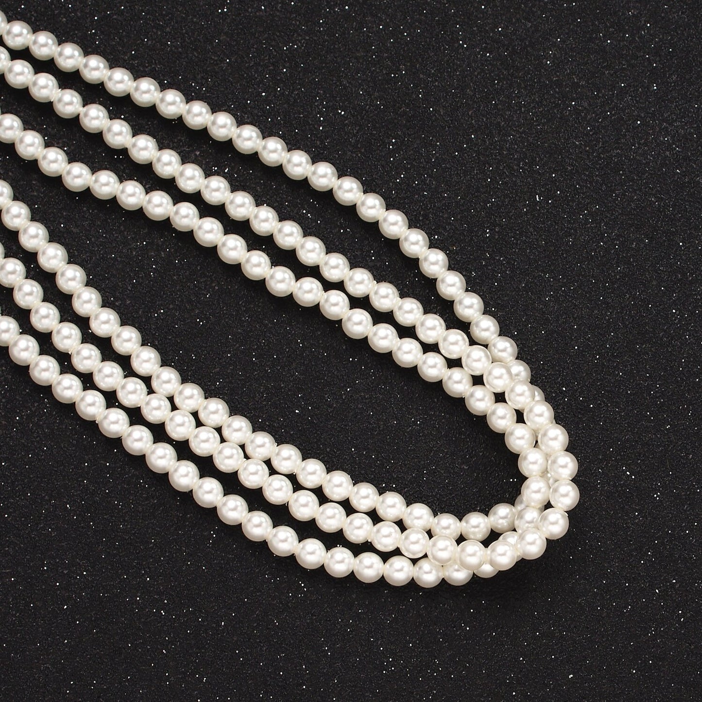 Gold White Pearl Triple Layer Round Shell Pearl 17 Inch Layering Necklace with Extender for Bridal Jewelry Inspired Pearlcore | WA-2318