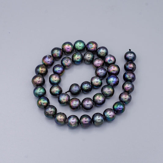 Rainbow Peacock Fresh Water Potato Pearl 10mm AA Wholesale Strand Peacock Genuine Freshwater Pearl Beads Loose for Jewelry Making WA1657