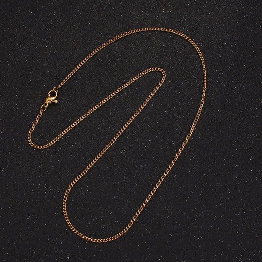 Dainty Stainless Steel Curb Link Chain Necklace for Women Men, Tarnish Free 18 Inch Gold Stainless Steel Necklace for Jewelry Making wa2315