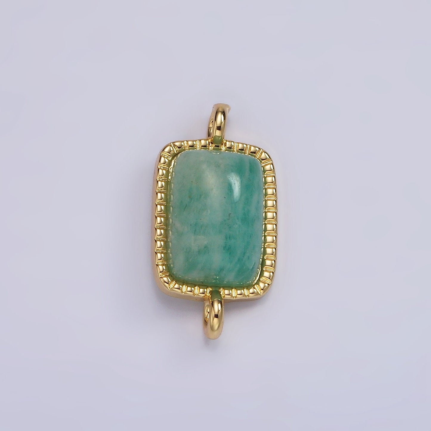 14K Gold Filled Amazonite, Moonstone, Labradorite Dotted Bezel Rectangular Connector | G219 - G221