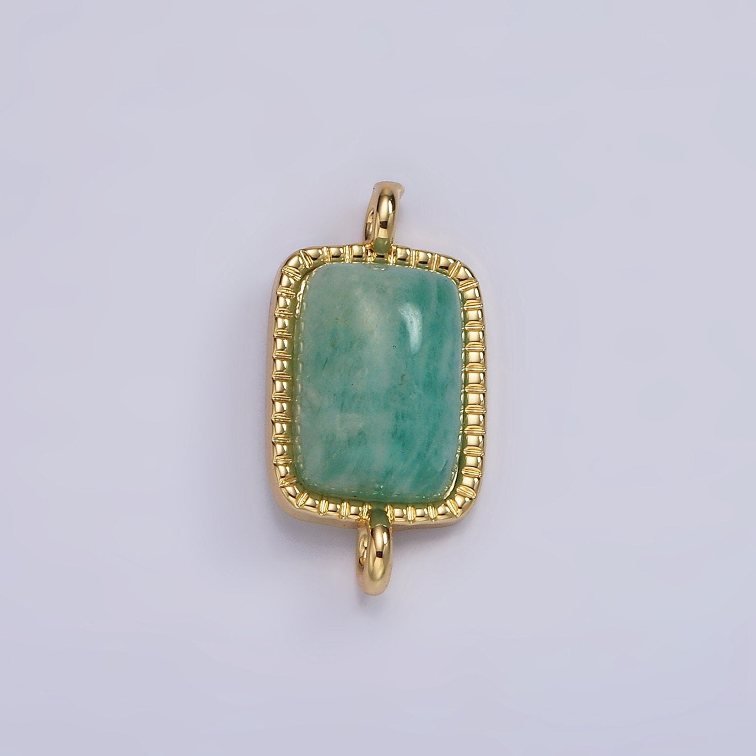 14K Gold Filled Amazonite, Moonstone, Labradorite Dotted Bezel Rectangular Connector | G219 - G221
