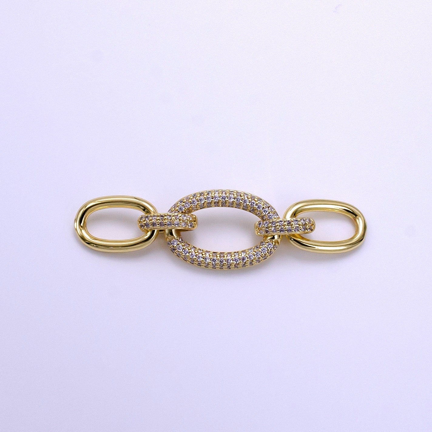 Dainty Oval Link Charm Necklace, Micro Pave Link Connector, 14K Gold Filled Micro Pave Cable Charm Connector for Bracelet Necklace G227
