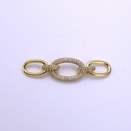 Dainty Oval Link Charm Necklace, Micro Pave Link Connector, 14K Gold Filled Micro Pave Cable Charm Connector for Bracelet Necklace G227