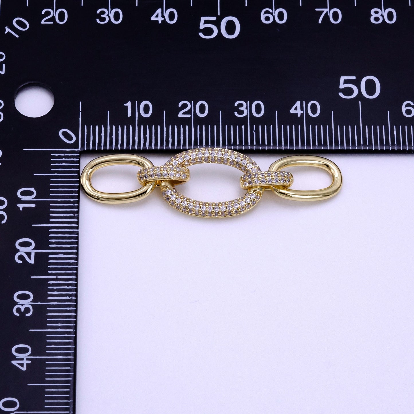 Dainty Oval Link Charm Necklace, Micro Pave Link Connector, 14K Gold Filled Micro Pave Cable Charm Connector for Bracelet Necklace G227