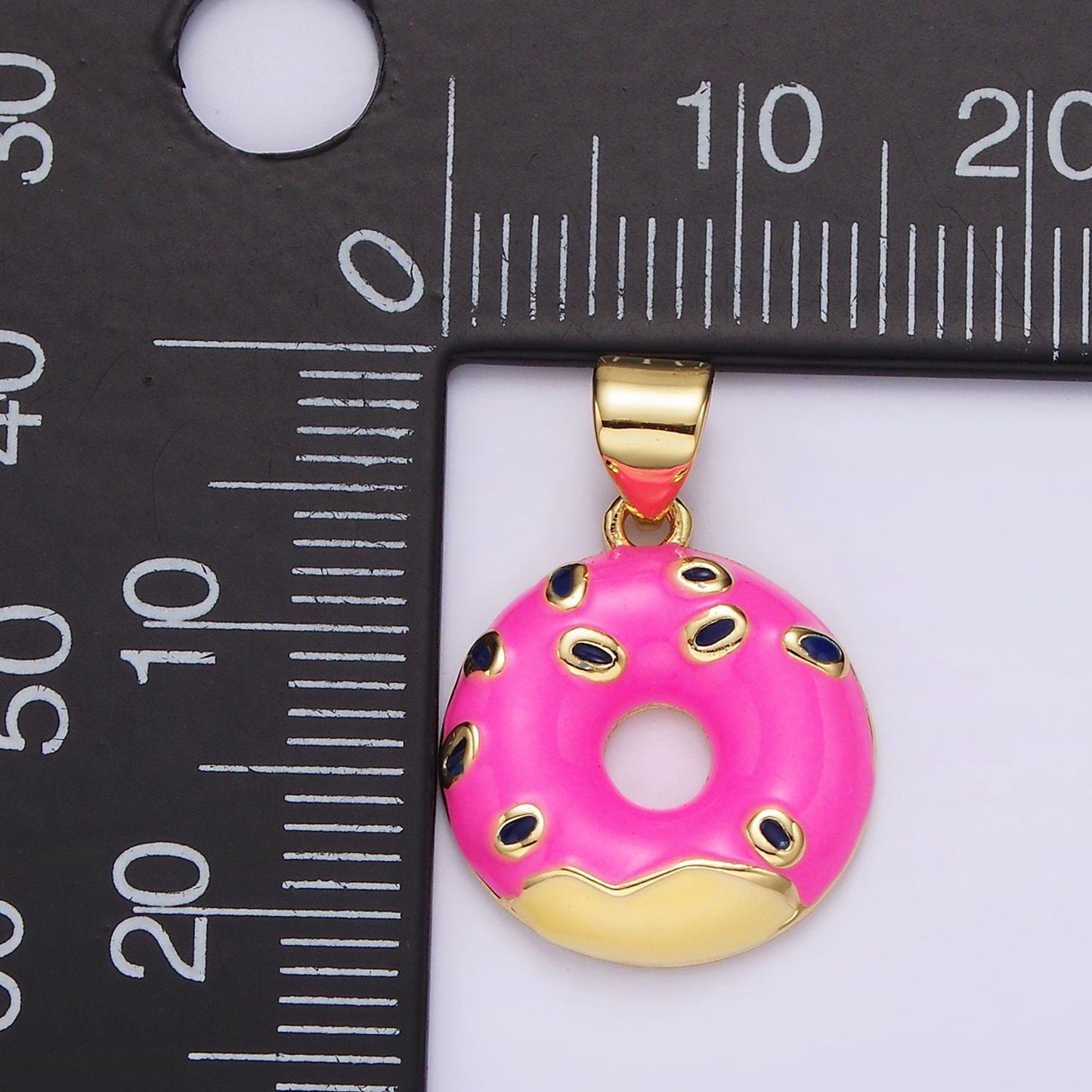 14K Gold Filled Enamel Donut Pendant Pink Donut Dessert Charm Sprinkle Kawaii Charm DIY Jewelry Accessories AH080