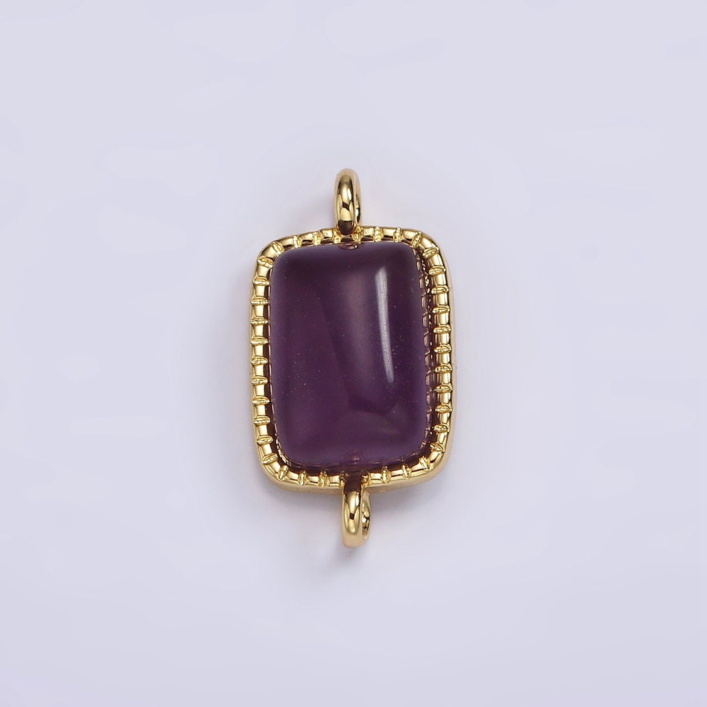 24K Gold Filled Natural Gemstone Rose Quartz, Aventurine, Amethyst Rectangle Charm Connector for Bracelet Component| G-250