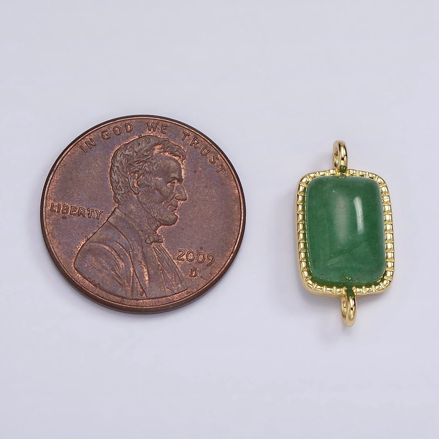 24K Gold Filled Natural Gemstone Rose Quartz, Aventurine, Amethyst Rectangle Charm Connector for Bracelet Component| G-250
