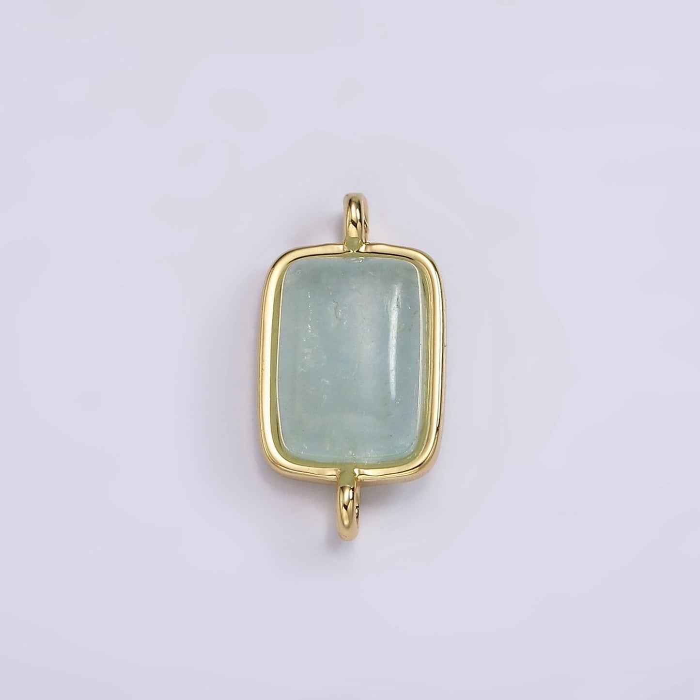 24K Gold Filled Natural Gemstone Rose Quartz, Aventurine, Amethyst Bezel cut Rectangle Charm Connector for Bracelet Component| G-246