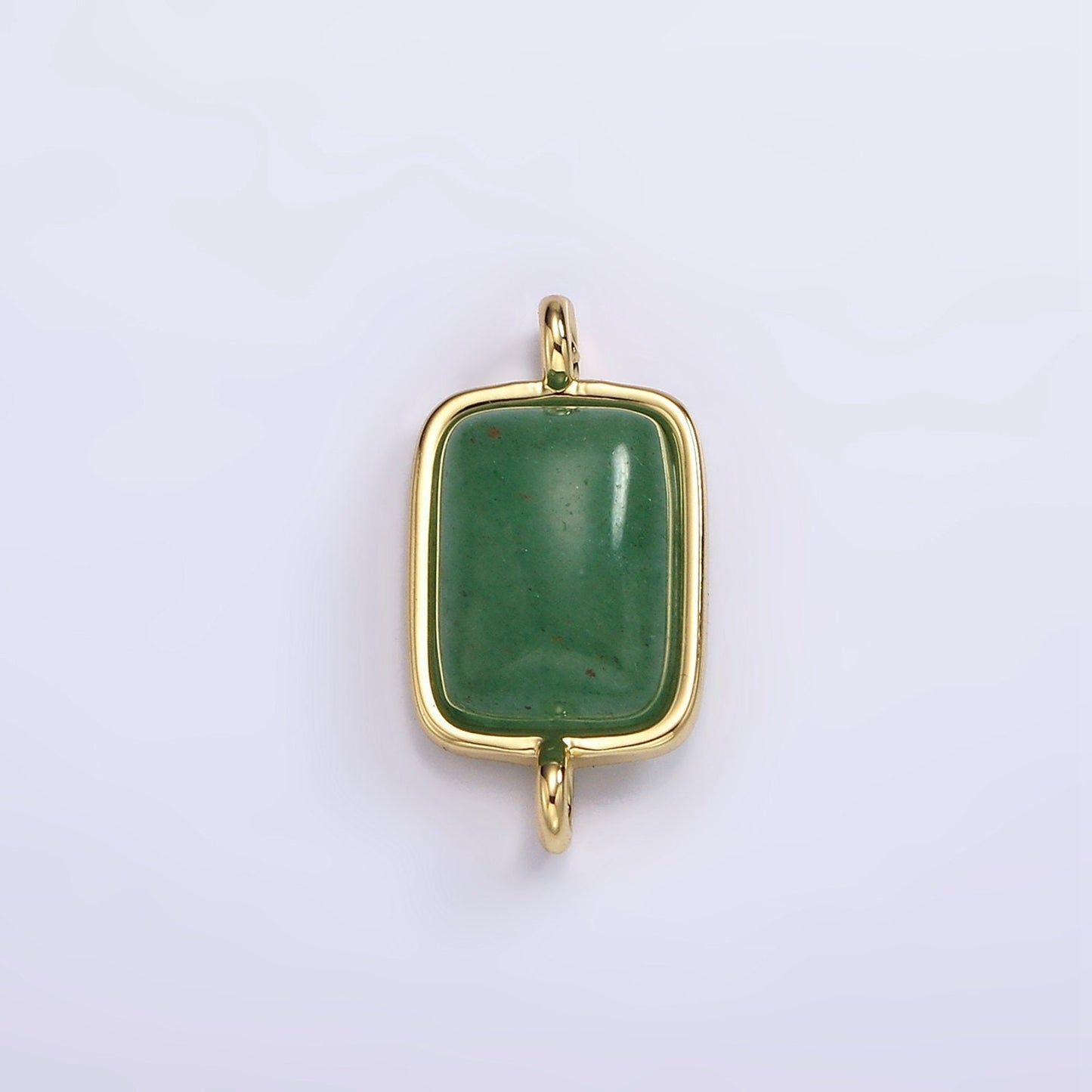 24K Gold Filled Natural Gemstone Rose Quartz, Aventurine, Amethyst Bezel cut Rectangle Charm Connector for Bracelet Component| G-246