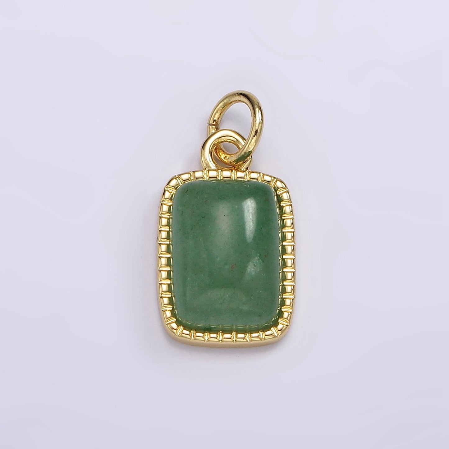 Dainty Natural Green Aventurine Purple Amethyst Pendant W/ Gold Filled Metal Tag Pendant Semi Precious Gemstone Jewelry Stone Charm AG585