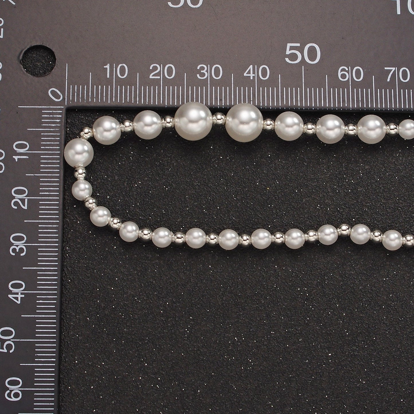 Dainty Graduated Pearl Necklace in Silver Gradient White Pearl Necklace For Minimalist Jewelry Christmas Pearl Party Layer Gift WA-2329
