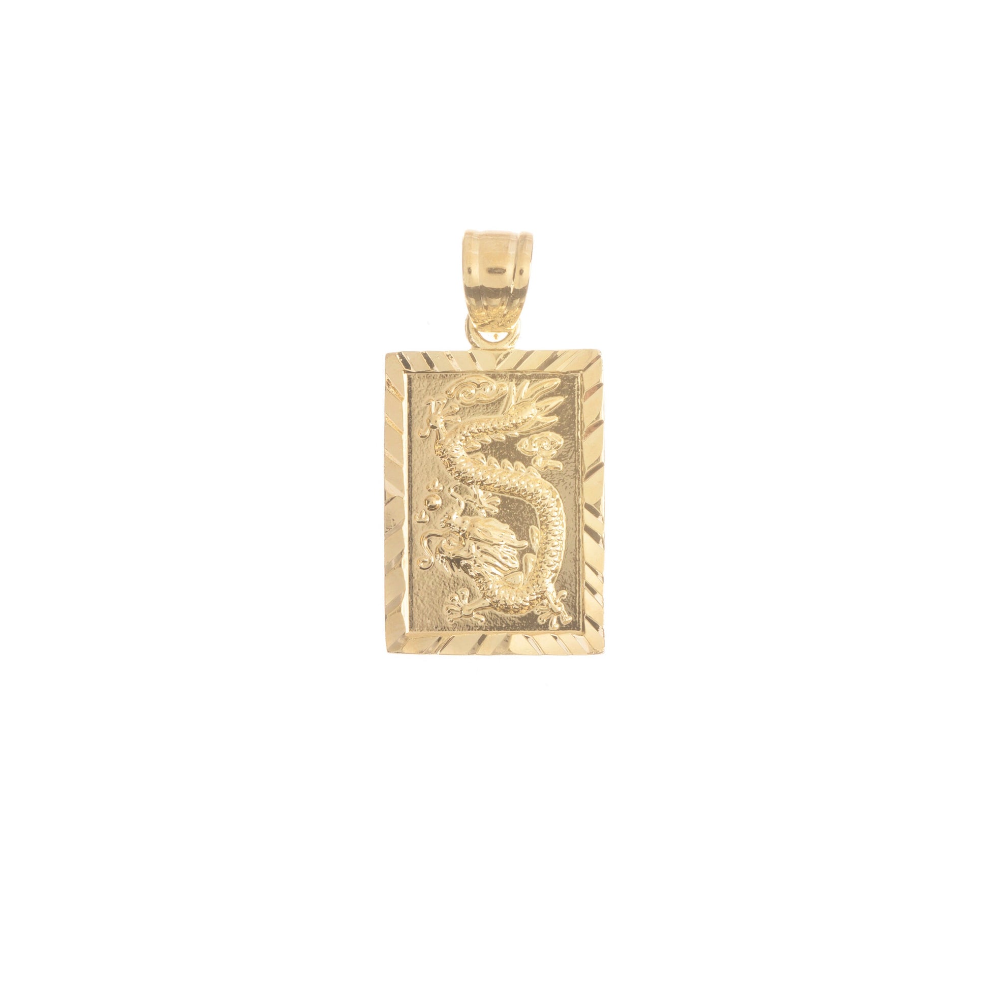 Gold Mystical Flying Dragon, Chinese Legend, Mythical Animal, Beast, Tale, tablet Necklace Pendant Charm for Jewelry Making H-713