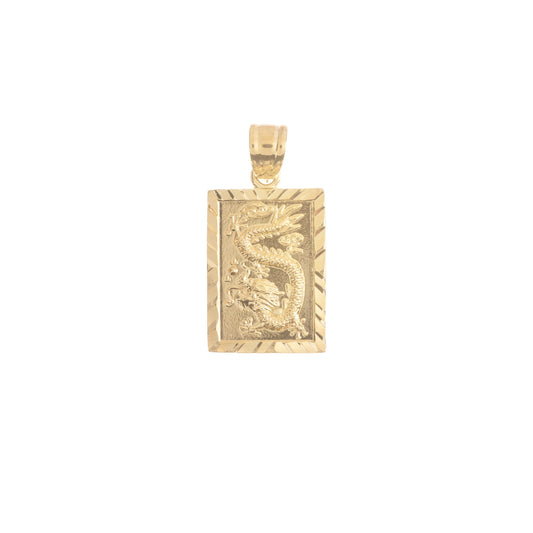 Gold Mystical Flying Dragon, Chinese Legend, Mythical Animal, Beast, Tale, tablet Necklace Pendant Charm for Jewelry Making H-713