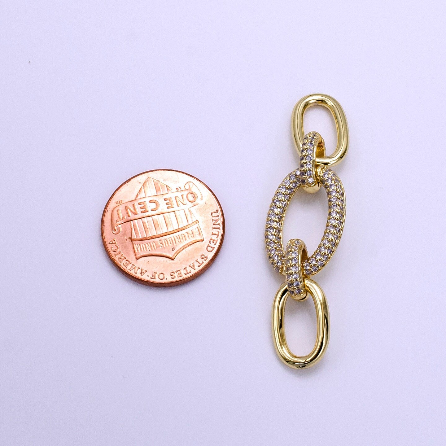 Dainty Oval Link Charm Necklace, Micro Pave Link Connector, 14K Gold Filled Micro Pave Cable Charm Connector for Bracelet Necklace G227