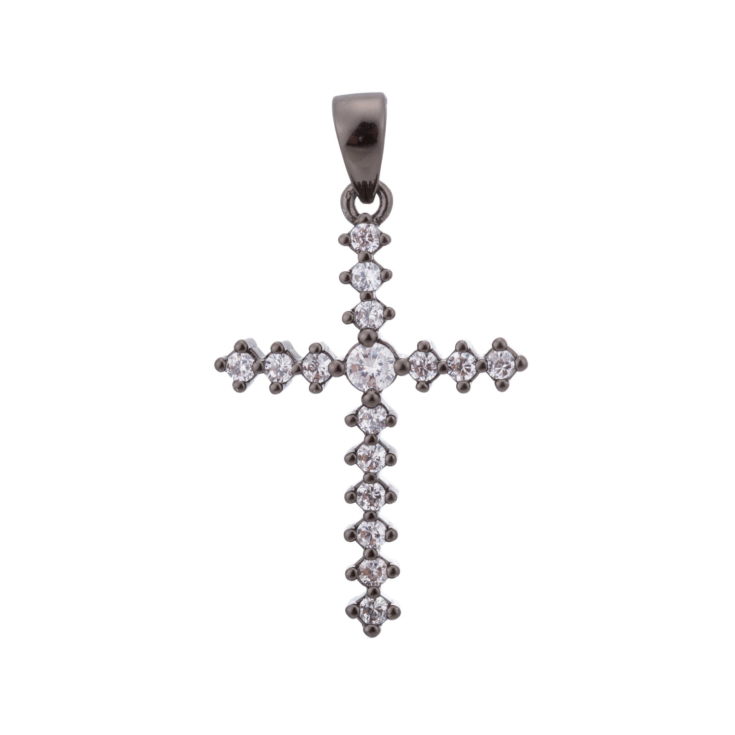 Black Cross, Faith, Believe, Love, Peace, Joy, Jesus, Religious, Cubic Zirconia Necklace Pendant Bails Findings for Jewelry Making H-651