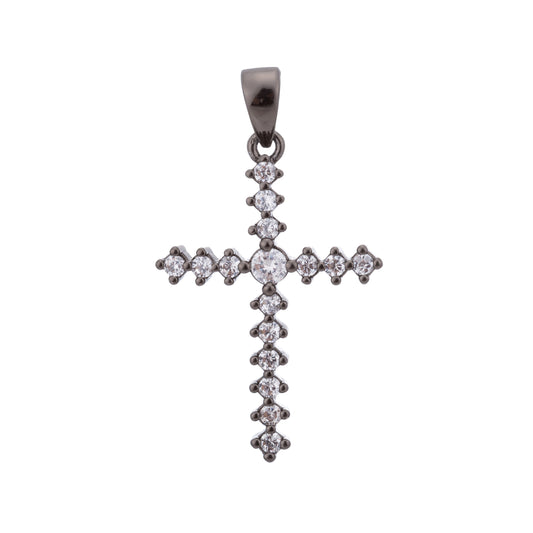 Black Cross, Faith, Believe, Love, Peace, Joy, Jesus, Religious, Cubic Zirconia Necklace Pendant Bails Findings for Jewelry Making H-651