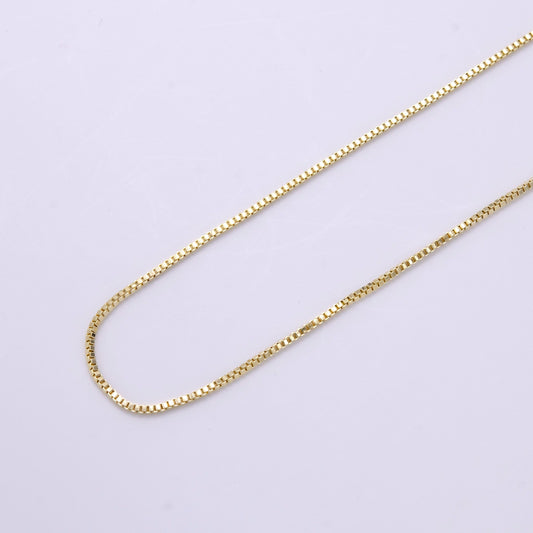 14K Gold Filled 0.8mm Dainty Box 16 Inch Choker Necklace | WA-2321
