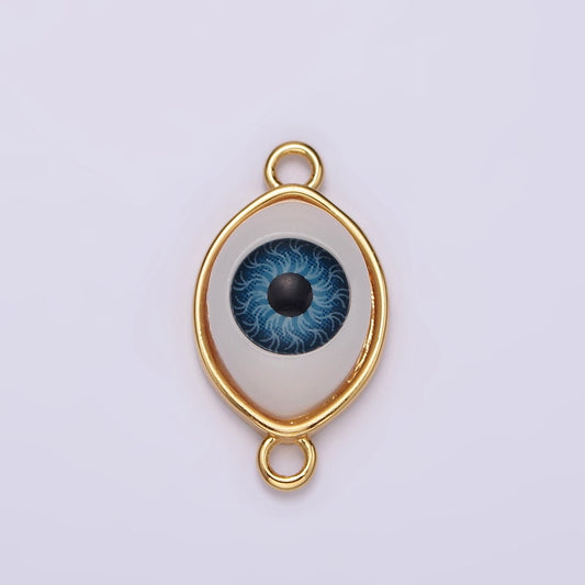 14K Gold Filled 10mm Blue Evil Eye Bezel Connector | G-253