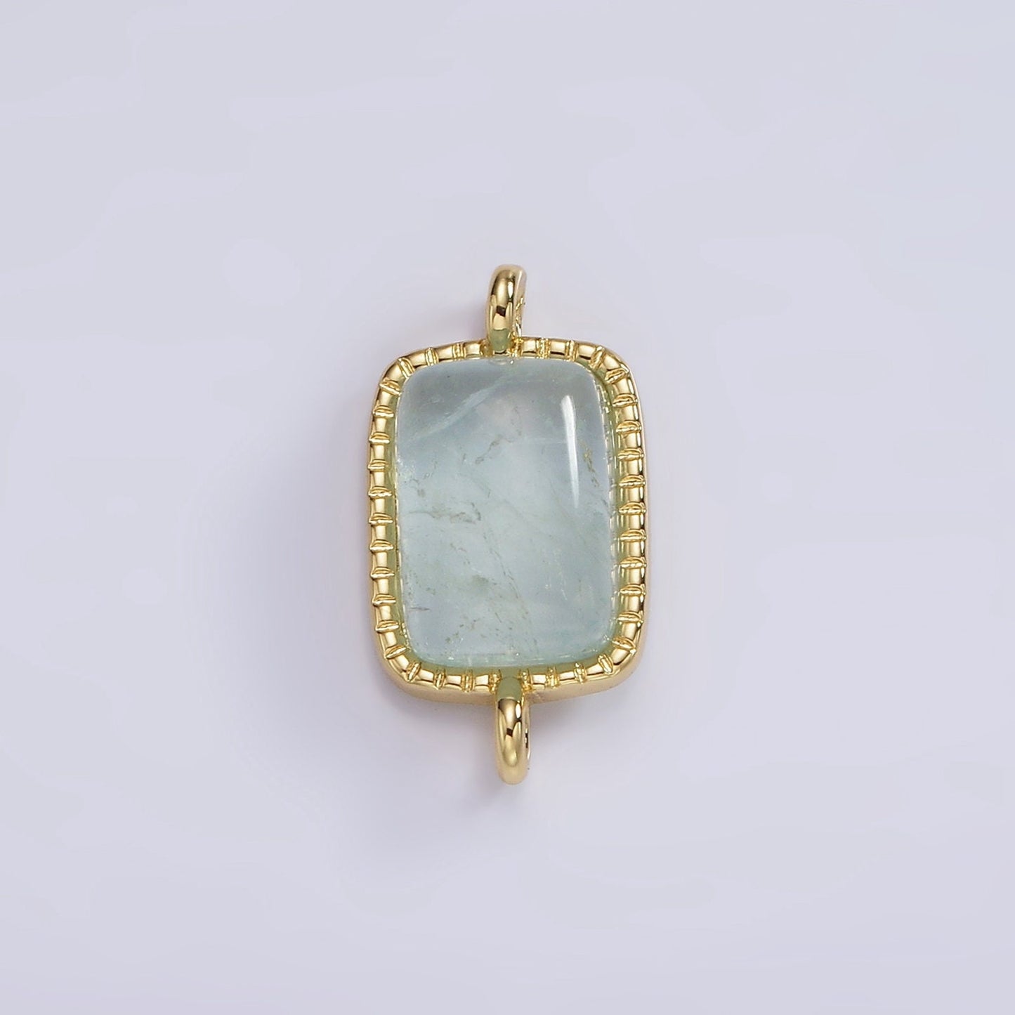 14K Gold Filled Aquamarine, Citrine Rectangular Beaded Bezel Connector | G255