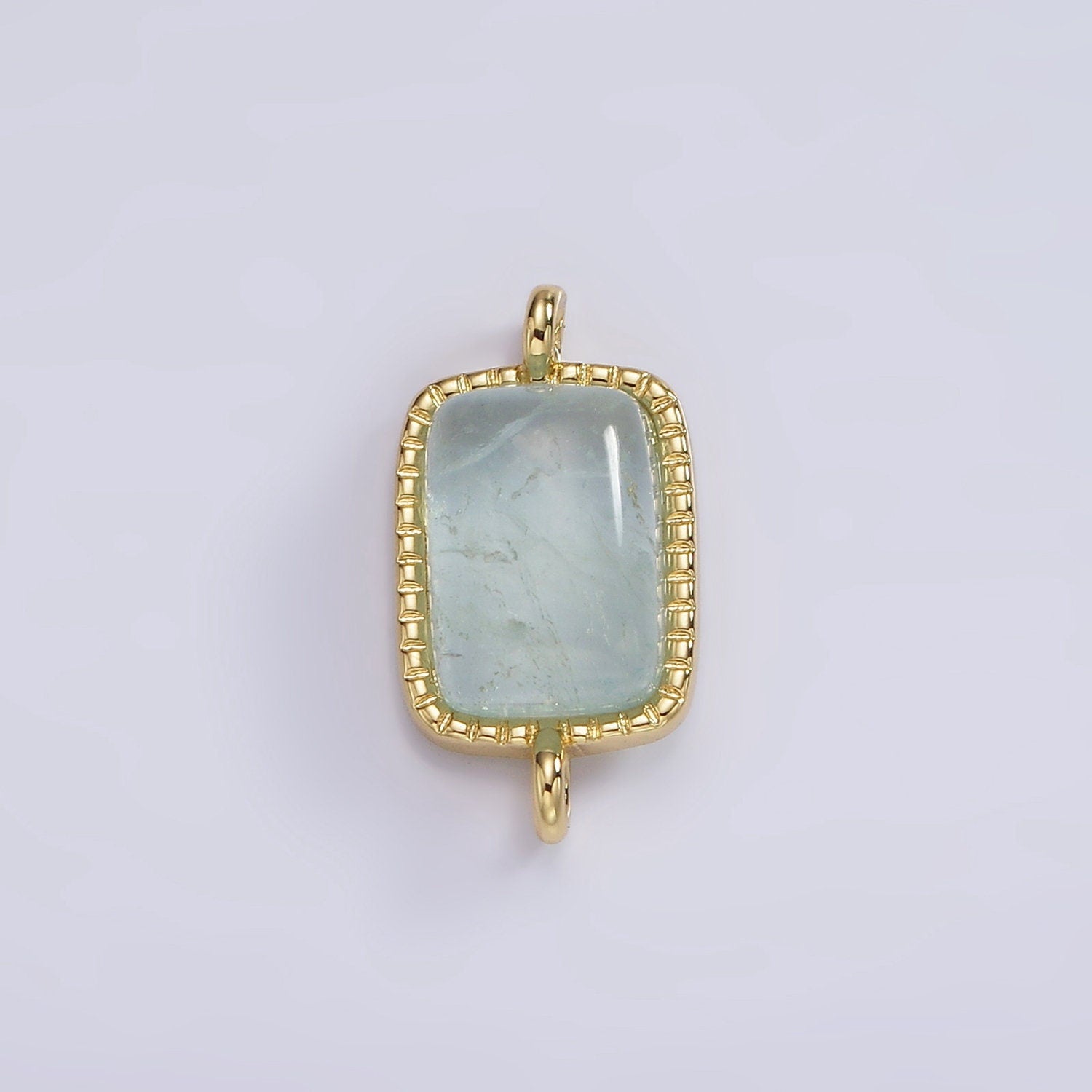 14K Gold Filled Aquamarine, Citrine Rectangular Beaded Bezel Connector | G255