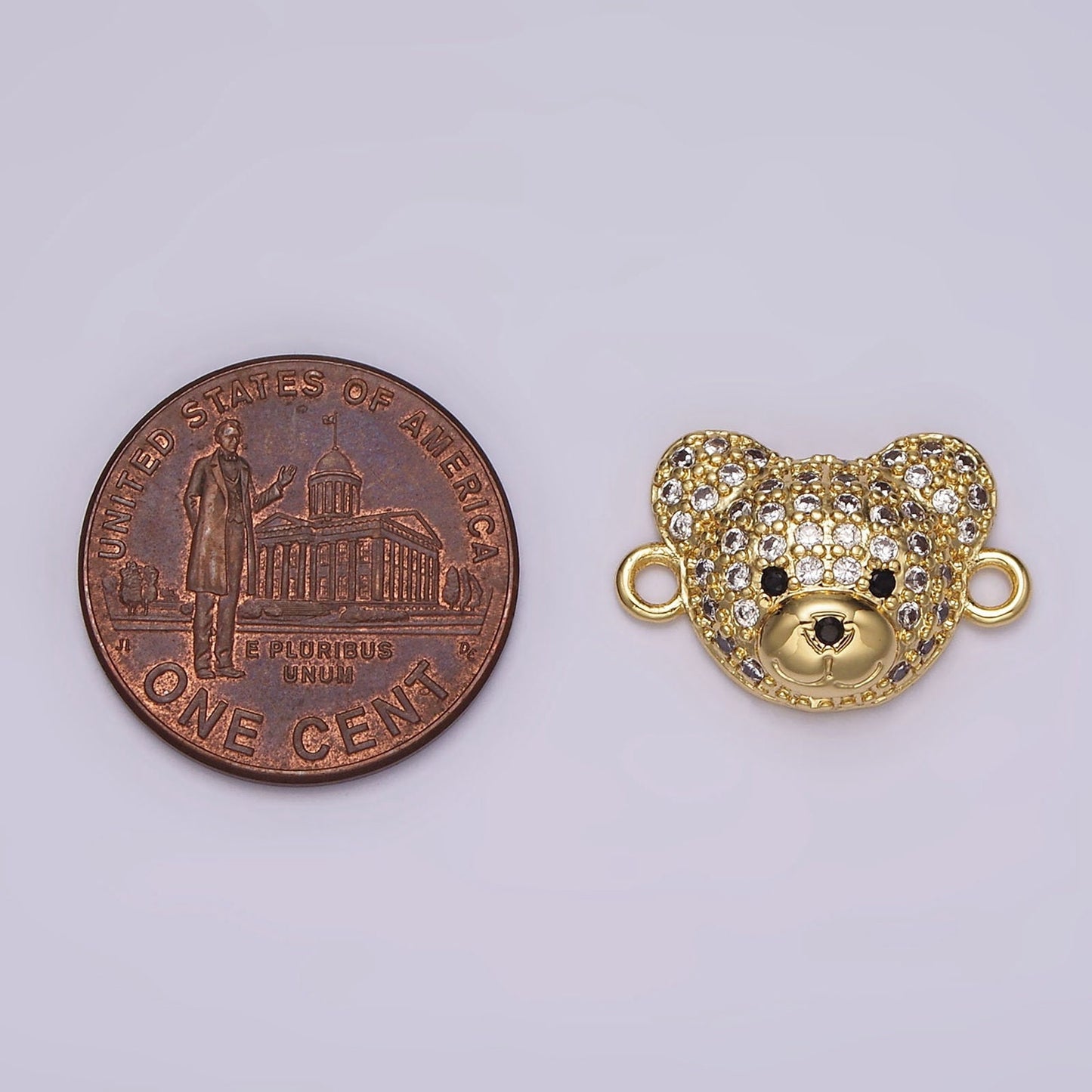 14K Gold Filled Clear, Turquoise Micro Paved CZ Teddy Bear Animal Connector in Gold & Silver | G257 - G258