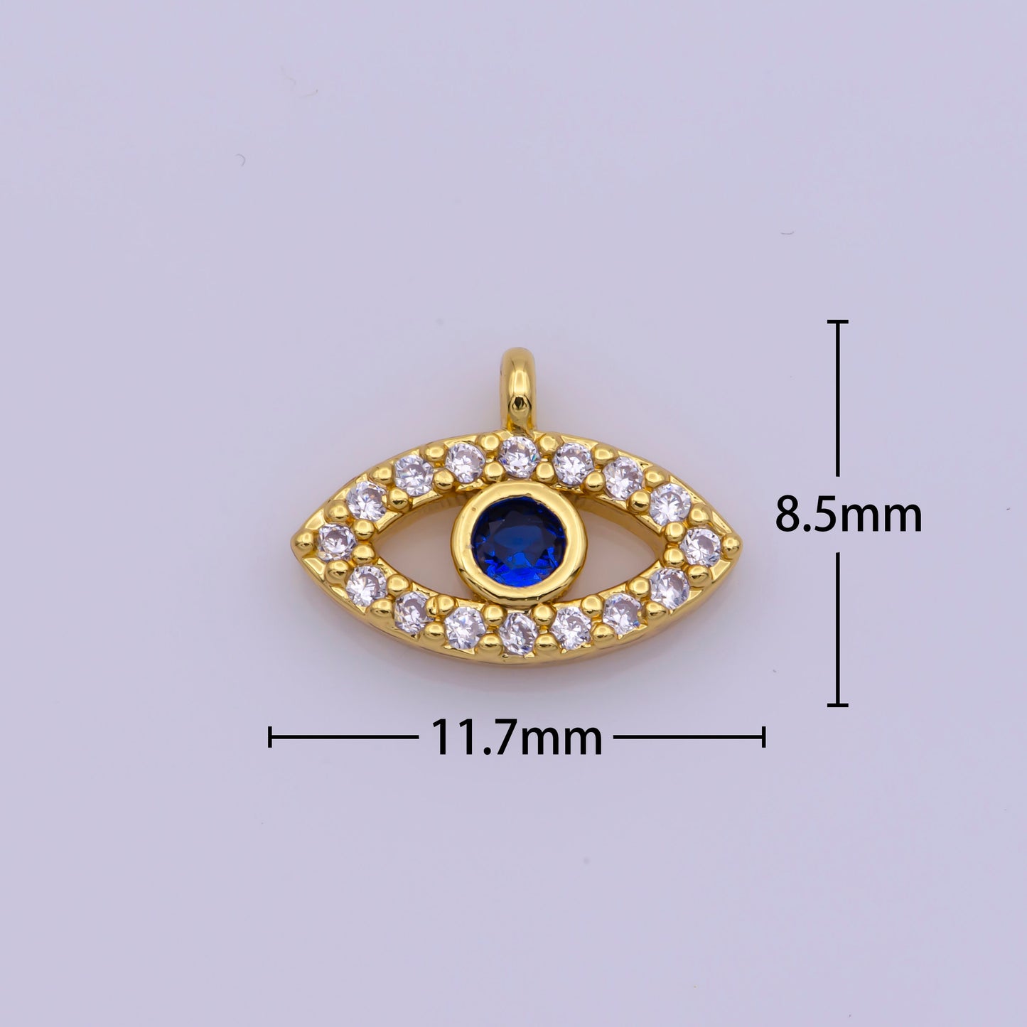 Mini Blue Evil Eye Charm, Gold Plated Eye Charm Eye of Ra Amulet Jewelry Pendants Cubic Zirconia M838
