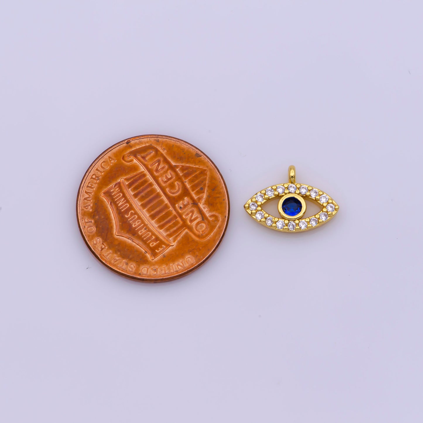 Mini Blue Evil Eye Charm, Gold Plated Eye Charm Eye of Ra Amulet Jewelry Pendants Cubic Zirconia M838