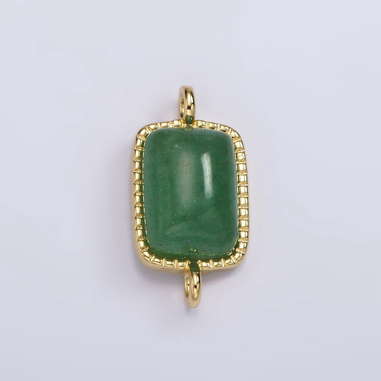24K Gold Filled Natural Gemstone Rose Quartz, Aventurine, Amethyst Rectangle Charm Connector for Bracelet Component| G-250
