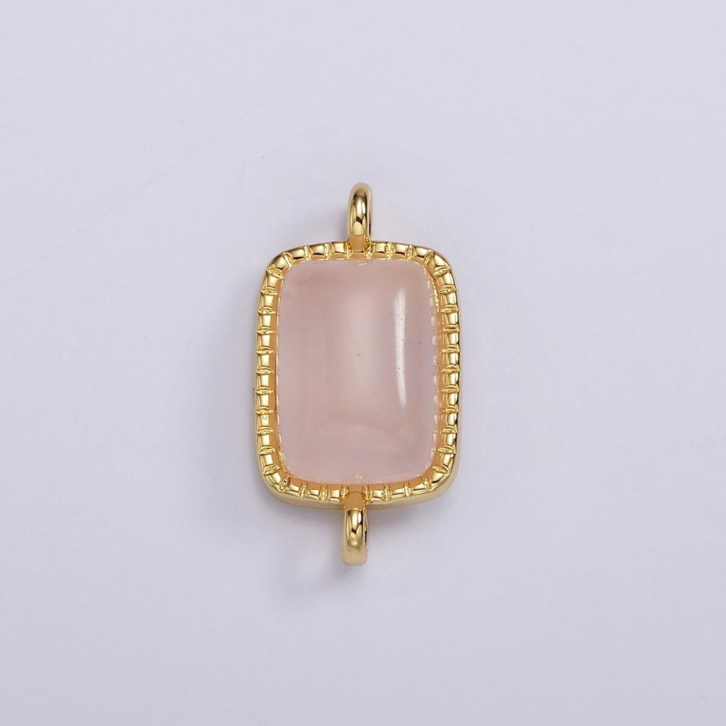 24K Gold Filled Natural Gemstone Rose Quartz, Aventurine, Amethyst Rectangle Charm Connector for Bracelet Component| G-250