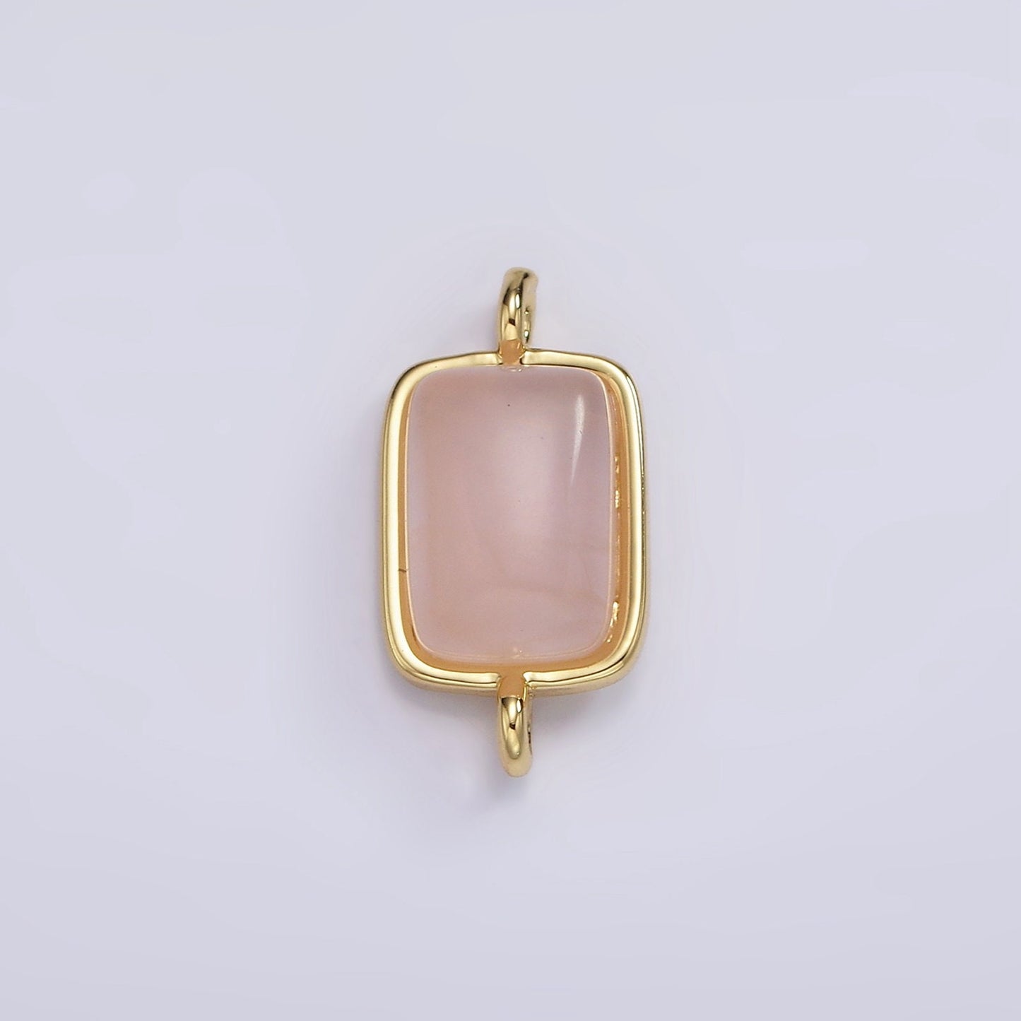 24K Gold Filled Natural Gemstone Rose Quartz, Aventurine, Amethyst Bezel cut Rectangle Charm Connector for Bracelet Component| G-246