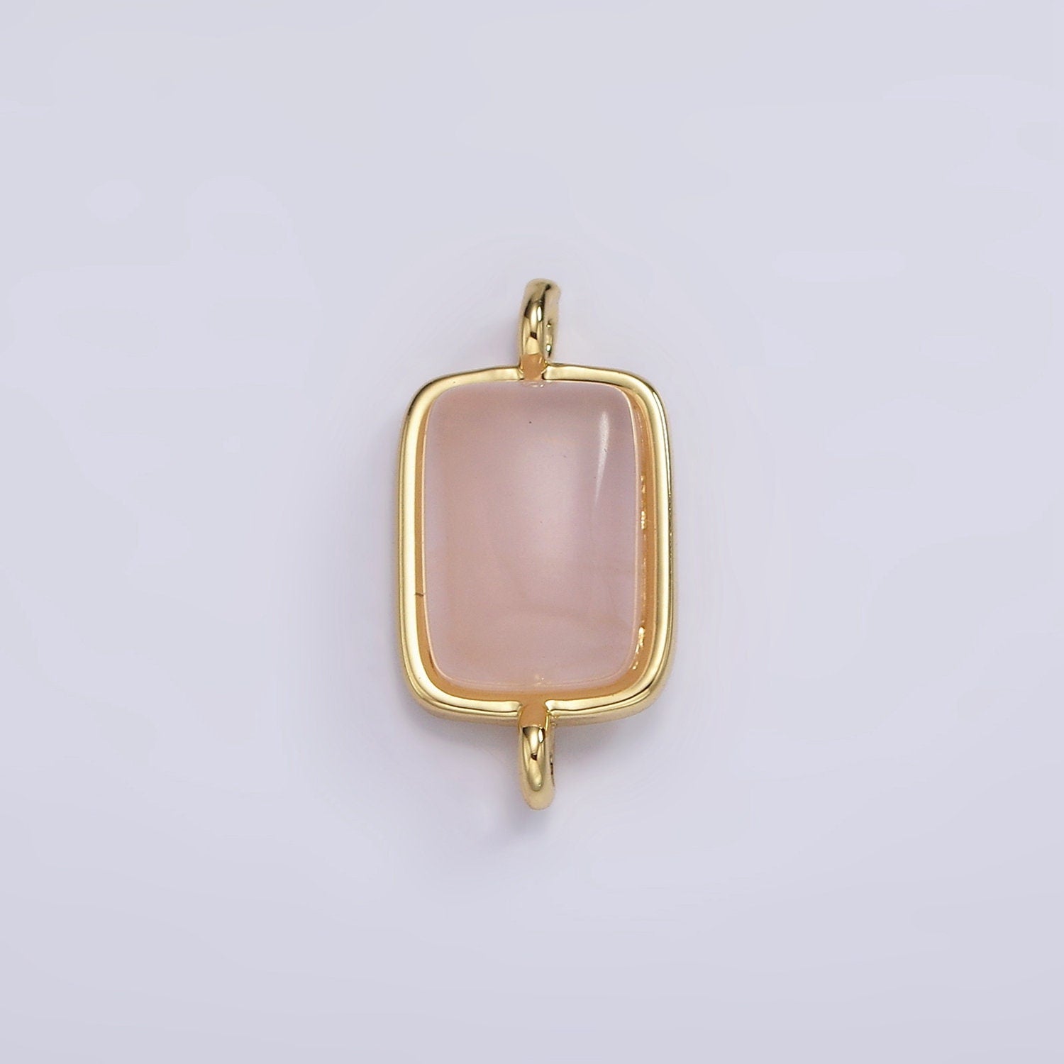 24K Gold Filled Natural Gemstone Rose Quartz, Aventurine, Amethyst Bezel cut Rectangle Charm Connector for Bracelet Component| G-246