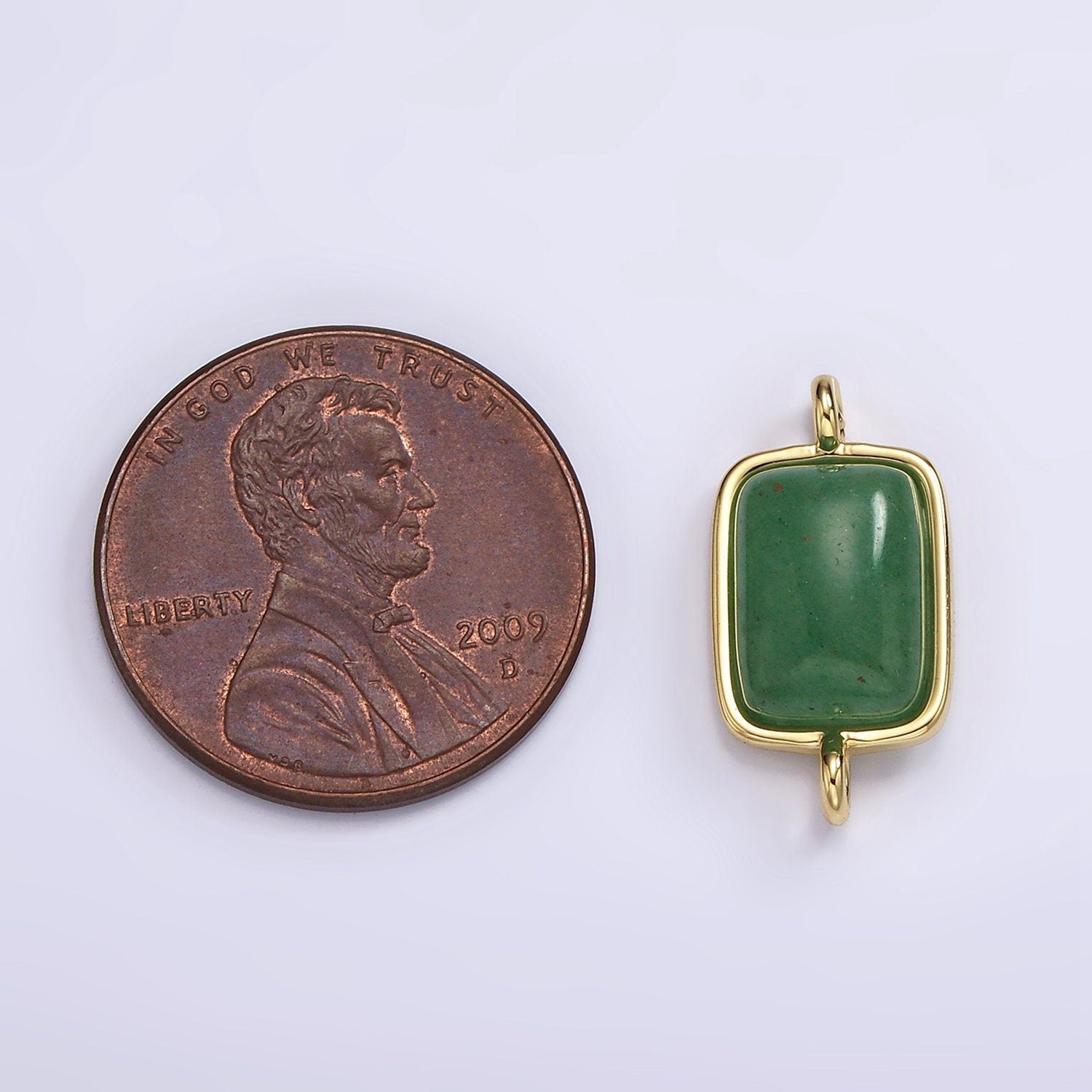 24K Gold Filled Natural Gemstone Rose Quartz, Aventurine, Amethyst Bezel cut Rectangle Charm Connector for Bracelet Component| G-246