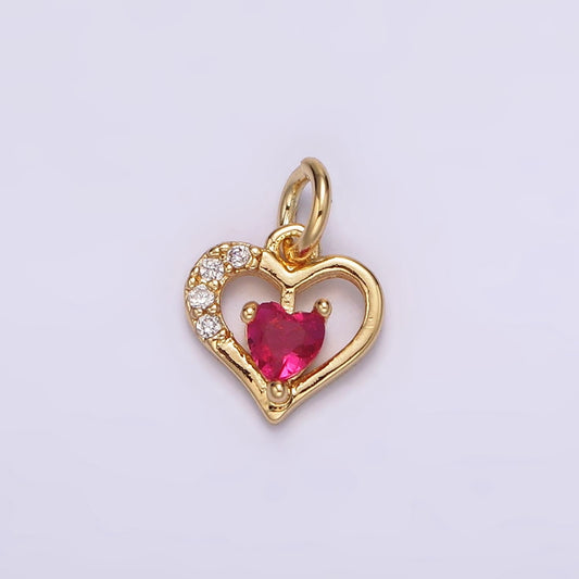 Cute CZ heart charm Tiny Charm Pink Cubic for Necklace Earring Bracelet Supply Component AG600