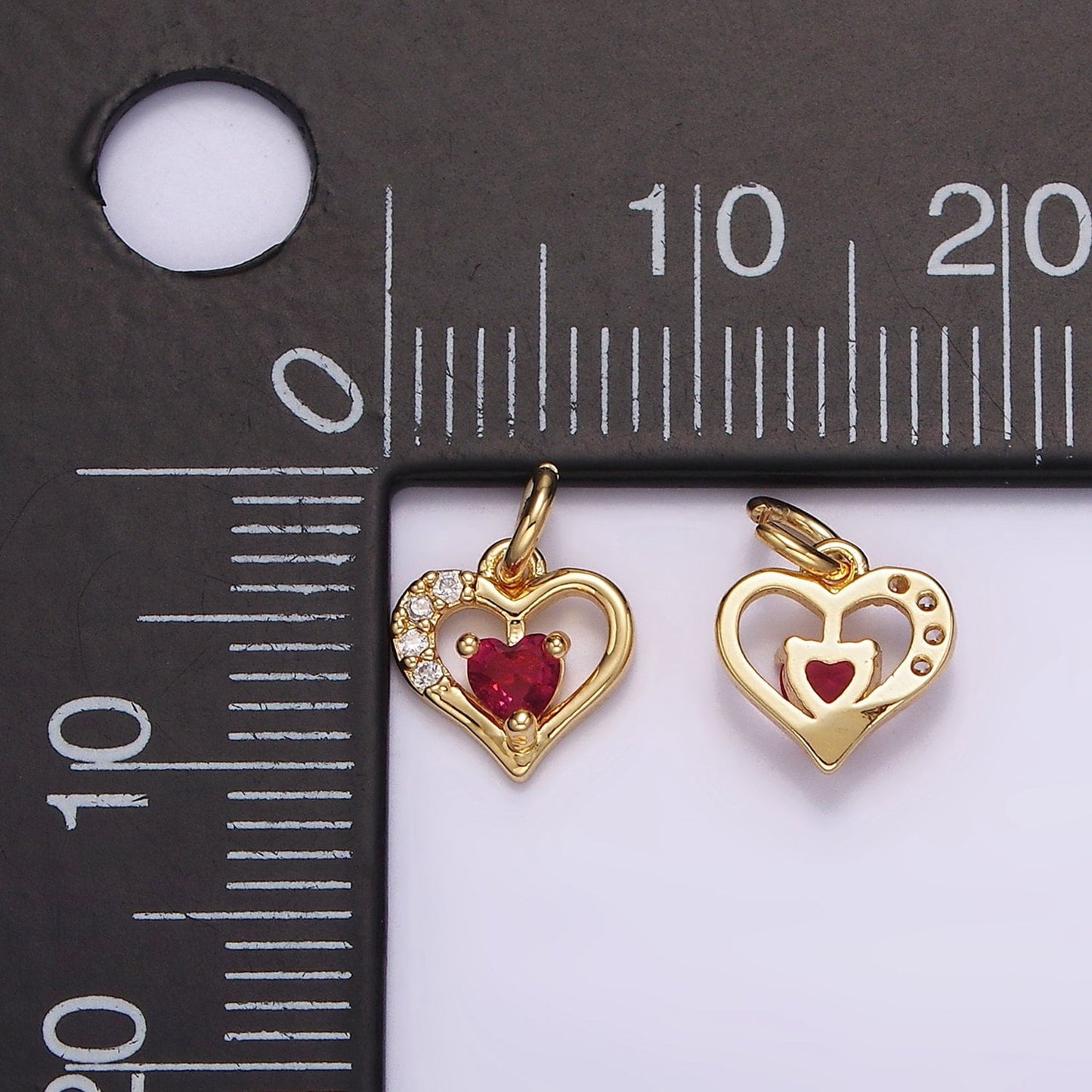 Cute CZ heart charm Tiny Charm Pink Cubic for Necklace Earring Bracelet Supply Component AG600