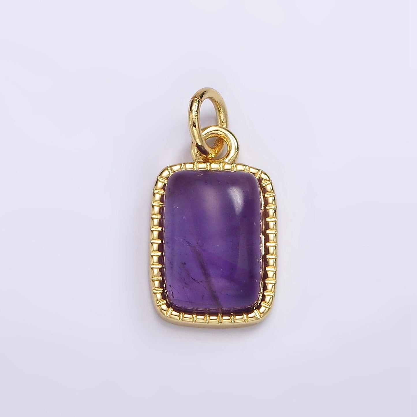 Dainty Natural Green Aventurine Purple Amethyst Pendant W/ Gold Filled Metal Tag Pendant Semi Precious Gemstone Jewelry Stone Charm AG585
