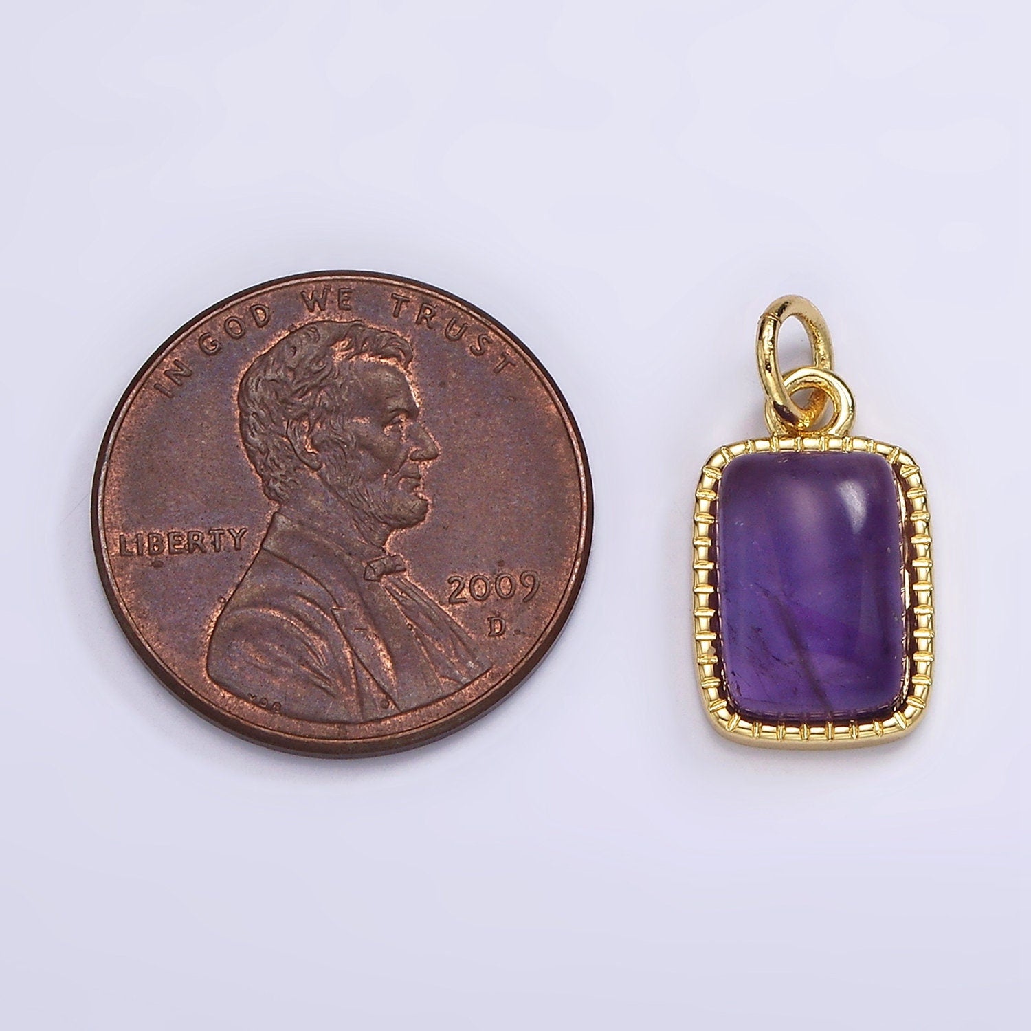 Dainty Natural Green Aventurine Purple Amethyst Pendant W/ Gold Filled Metal Tag Pendant Semi Precious Gemstone Jewelry Stone Charm AG585